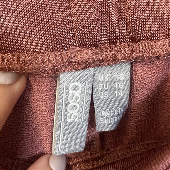 Asos Mauve Muted Pink Terry Jogger Casual Sweatpant Ankle Length Plus Size 14 - Picture 4 of 9